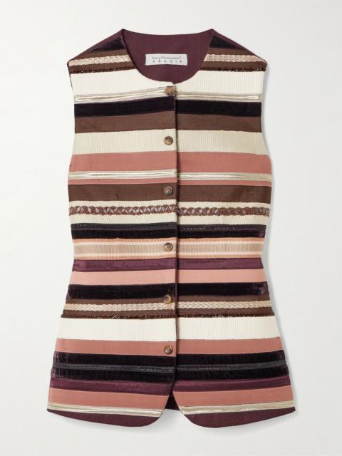 ABADIA Sadu bead-embellished striped wool-blend vest Multi
