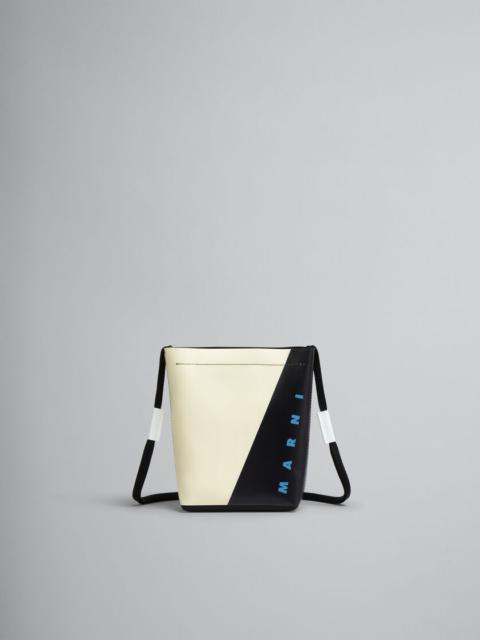 Marni WHITE AND BLACK TRIBECA CROSSBODY BAG WITH SHOELACE STRAP