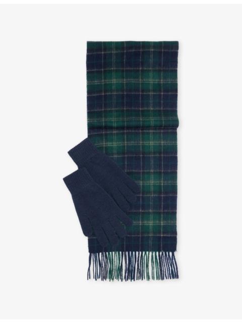 Barbour Tartan-Print Lambswool Scarf and Gloves Gift Set