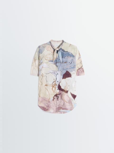 Lemaire SHORT SLEEVE SHIRT WITH FOULARD IN AQUAREL PRINTED COTTON