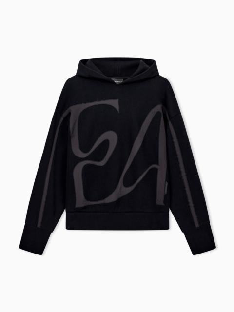 EMPORIO ARMANI FRENCH TERRY JERSEY HOODIE WITH OVERSIZED EA EMBROIDERY