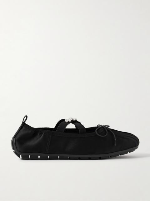 Simone Rocha Faux Pearl-embellished Pleated Shell Ballet Flats