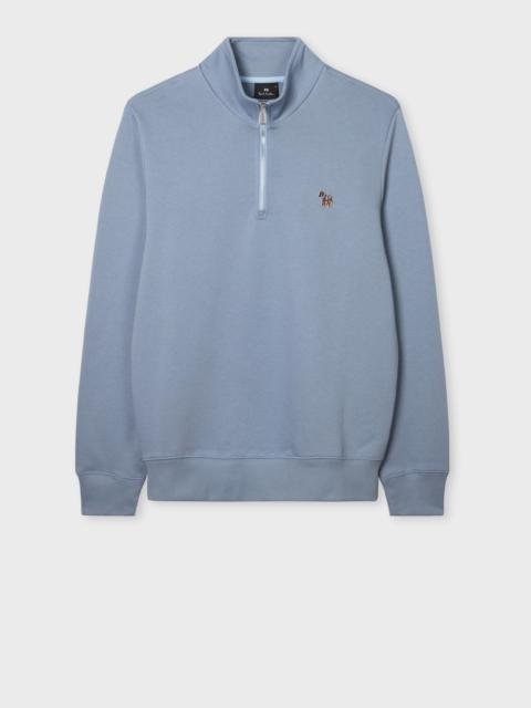 Paul Smith Powder Blue Organic Cotton Logo Half-Zip Sweatshirt
