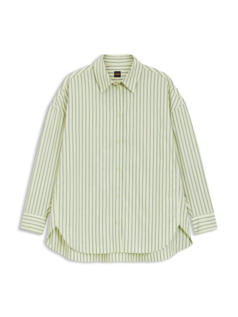 BOSS STRIPED OVERSIZED-FIT BLOUSE IN COTTON POPLIN