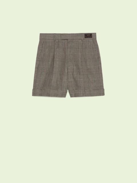 GUCCI Prince of Wales wool linen shorts