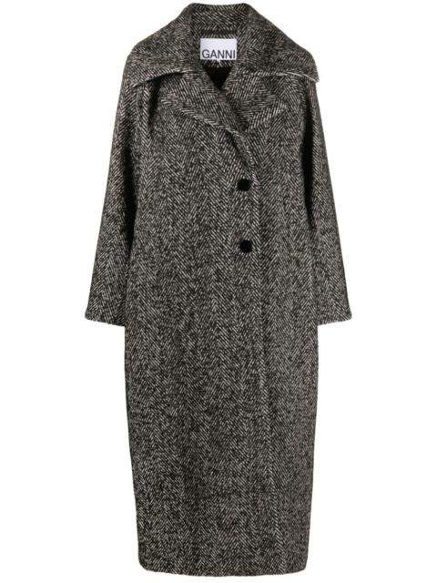 GANNI single-breasted herringbone coat