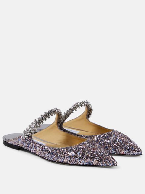 JIMMY CHOO Bing embellished leather-trimmed mules