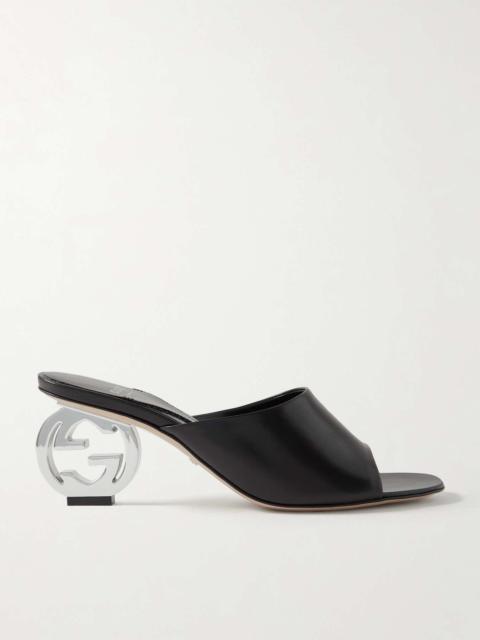 GUCCI Embellished leather mules