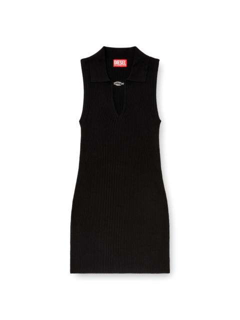 Diesel SHORT POLO DRESS IN SILK-BLEND RIB KNIT