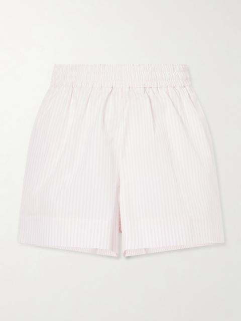 SUZIE KONDI Striped Cotton-poplin Shorts