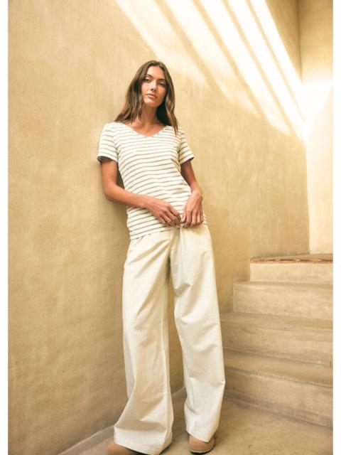 SAINT JAMES ABYGAELLE - Pleated Wide-Leg Pants with Elasticated Waist | Cotton and Linen Blend