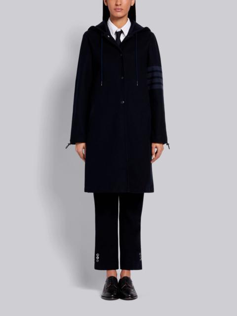 Thom Browne Navy Double Face Cotton Twill Hooded Tonal 4-Bar Parka