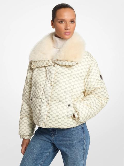MICHAEL KORS Logo Print and Sherpa Puffer Jacket