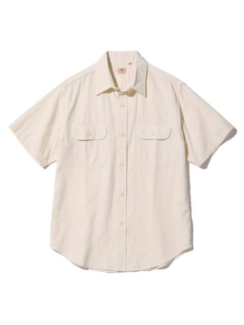 SUGAR CANE SC37942 White Chambray Work Shirt Short Sleeve