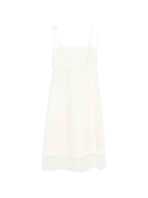 Valentino lace-trim midi dress