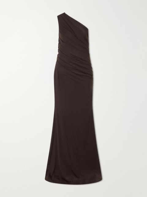 ALEX PERRY One-shoulder Gathered Jersey Gown