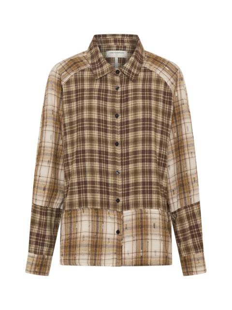 ONE TEASPOON Rodeo Rust Patchwork Flannel Shirt - Brown