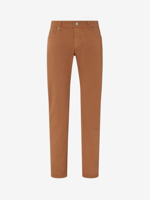 CORNELIANI Light brown stretch cotton 5-pocket trousers