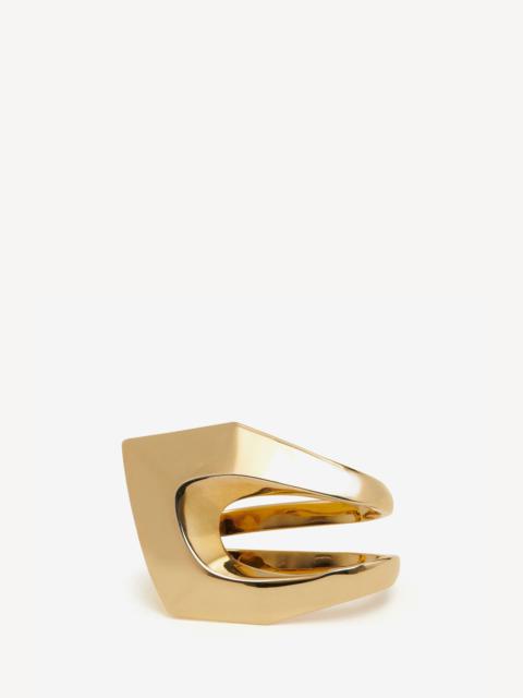 Women's Modernist Double Ring in Antique Gold