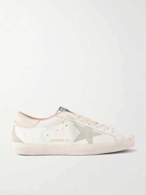 Golden Goose Super-Star Distressed Suede-Trimmed Leather Sneakers