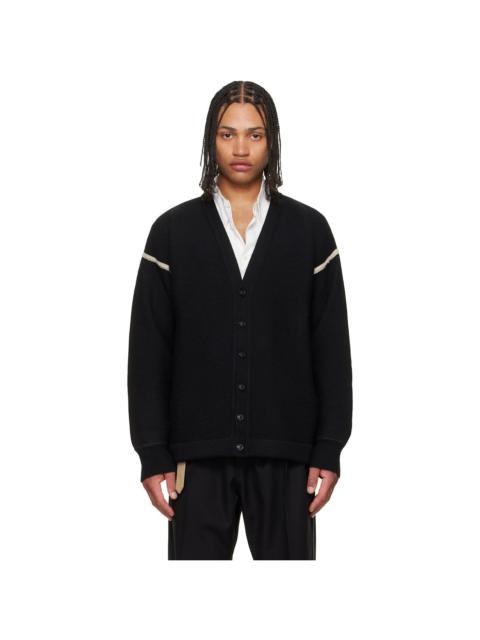 Maison Margiela Black Virgin Wool Elbow Patch Cardigan