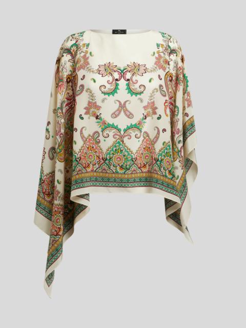 Etro FLORAL PAISLEY SILK PONCHO