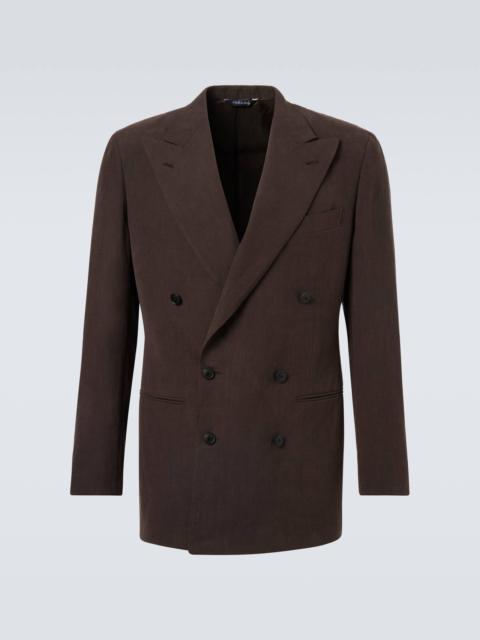 SAMAN AMEL Double-breasted linen canvas blazer