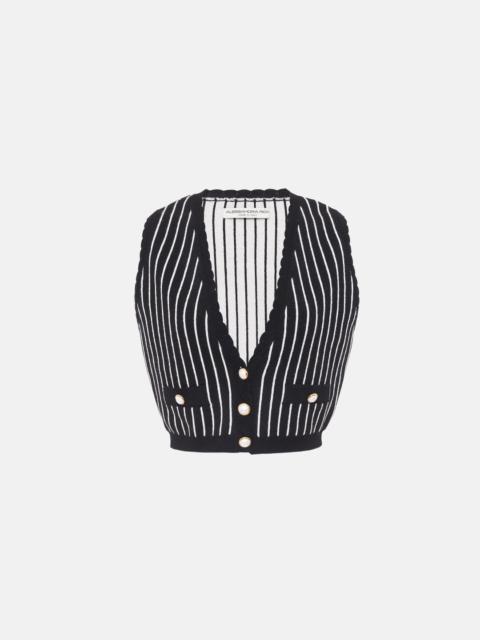 Alessandra Rich PINSTRIPE KNITTED GILET