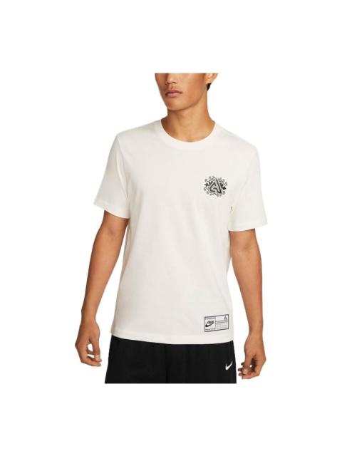 Nike Men's Nike Geometry Printing Round Neck Short Sleeve White T-Shirt DR7634-133