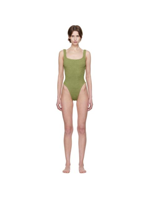 Green Square Neck Swimsuit