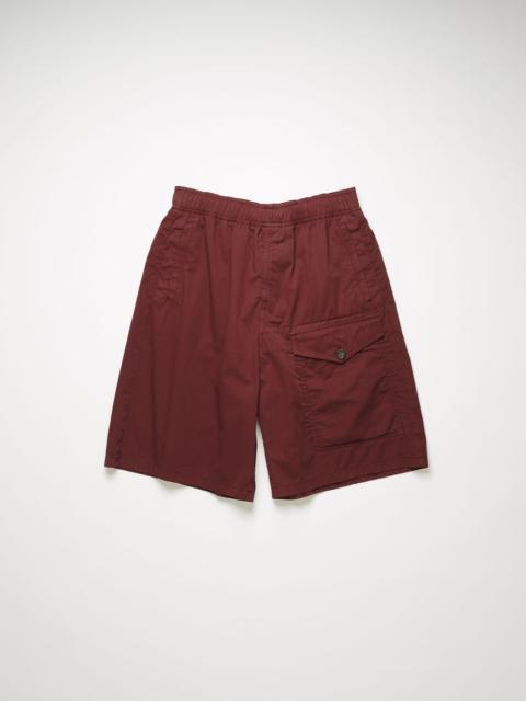 Wide-leg cotton shorts burgundy