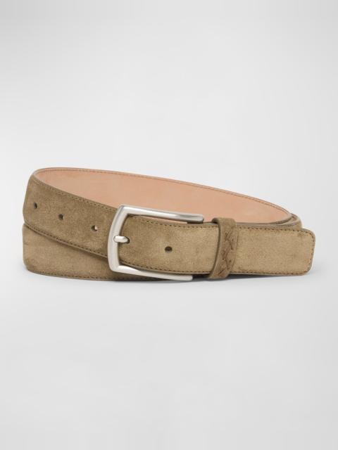 ZEGNA Men's Triple Stitch Leather Belt