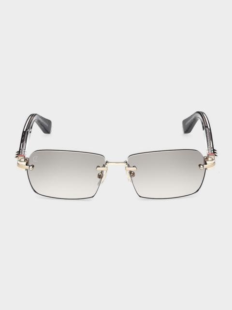 Christian Louboutin Men's Rimless Temple-Spike Metal Rectangle Eyeglasses