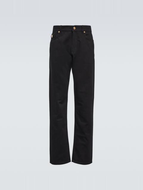 VERSACE Embellished mid-rise straight jeans