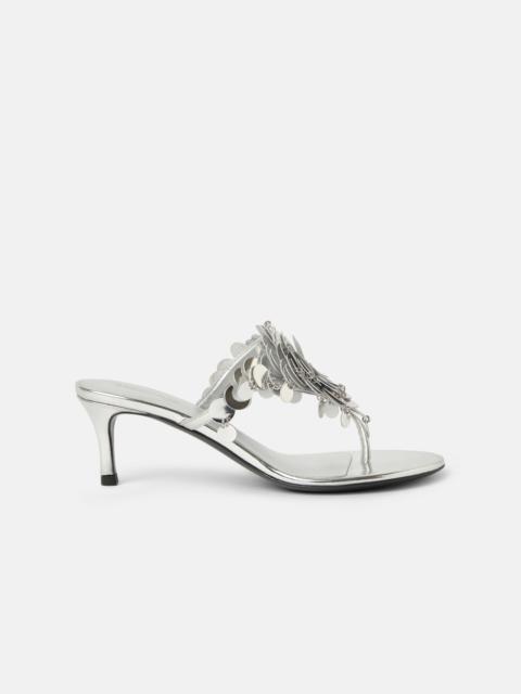 rabanne KITTEN HEEL SANDALS IN SILVER WITH SEQUINS EMBELLISHMENTS