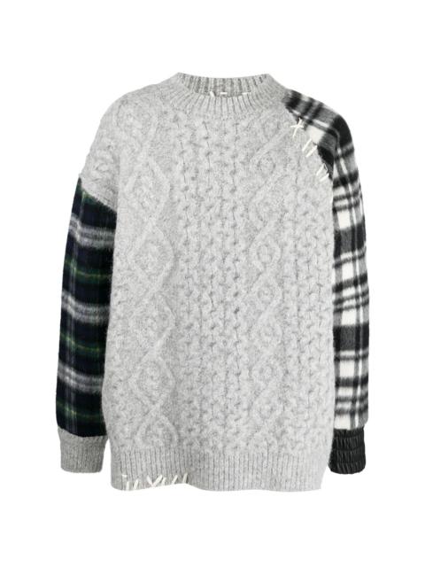 patchwork cable-knit jumper