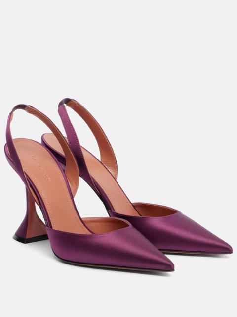 Amina Muaddi Holli 95 satin slingback pumps