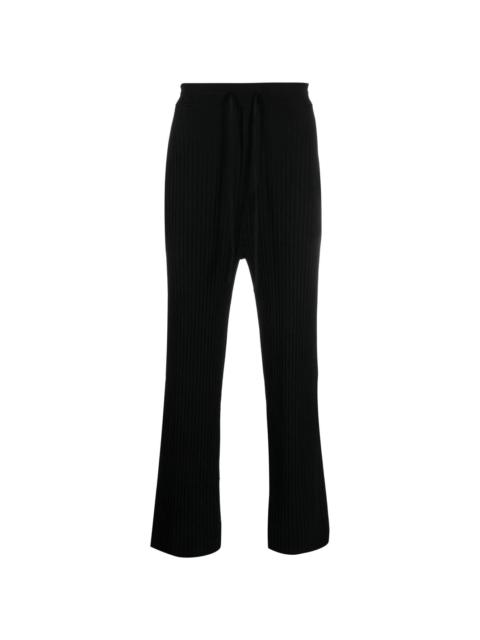ribbed-knit straight-leg trousers