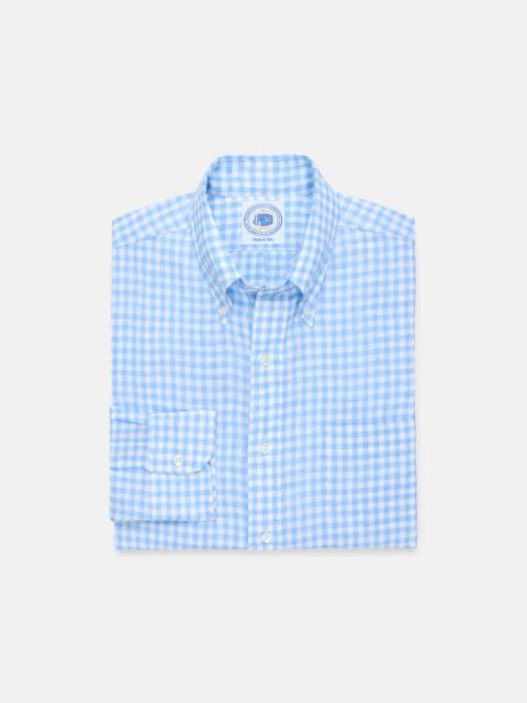 J. PRESS MADE-IN-USA THOMAS MASON LIGHT BLUE GINGHAM LINEN SHIRT