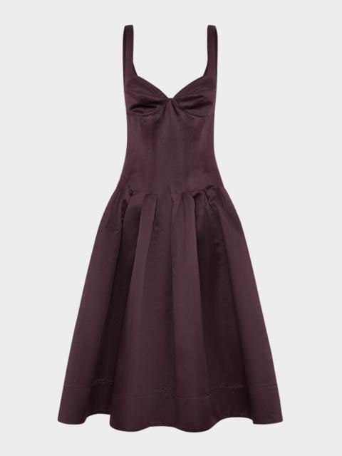 NICHOLAS Cory Sleeveless Pleated Corset Midi Dress