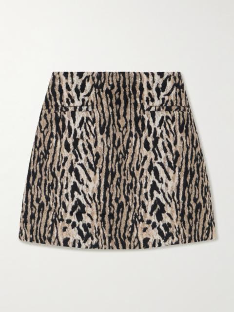 RIXO Mariah Leopard-print Felt Mini Skirt