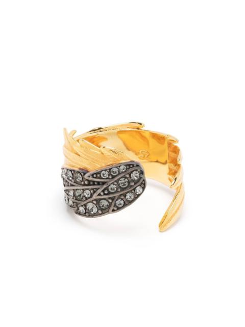 feathered crystal-embellished ring