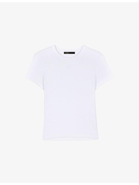 maje Clover-Embroidered Short-Sleeve Cotton T-Shirt