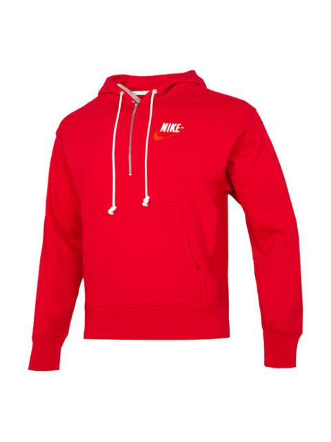 Nike Men's Nike Embroidered Logo Half Zipper Hooded Knit Pullover Red DM5280-657