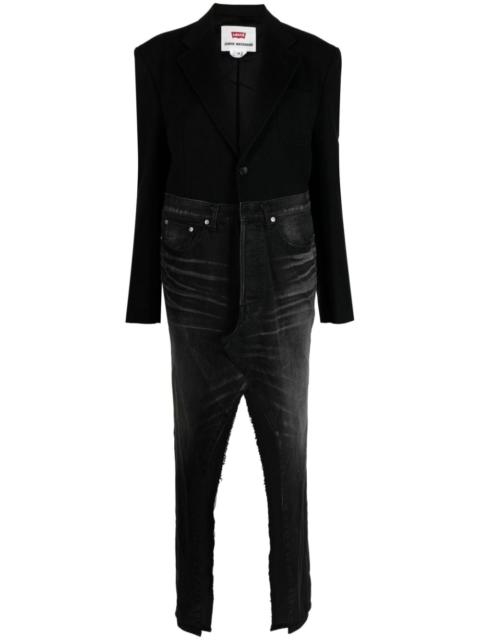 panelled V-neck coat