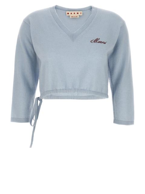 Logo Embroidery Sweater Sweater, Cardigans Light Blue