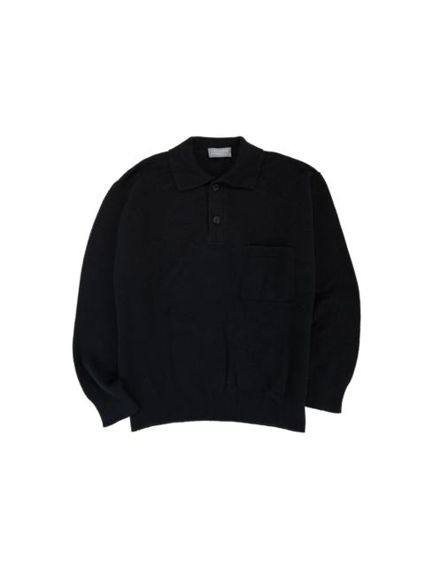 MARGARET HOWELL Seamless Pocket Polo Shirt Merino Cashmere Black