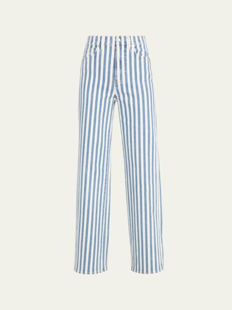 VERONICA BEARD Taylor High-Rise Wide-Leg Striped Jeans