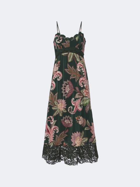 FARM RIO Arabesque Paradise lace-trimmed midi dress