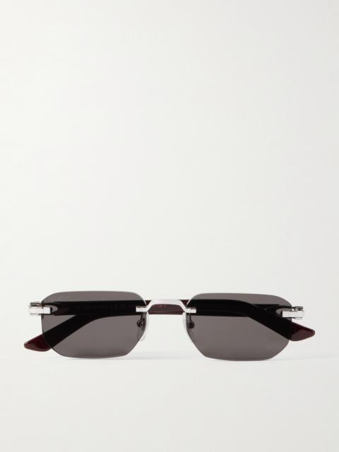 Cartier Signature C Square-Frame Silver-Tone and Acetate Sunglasses